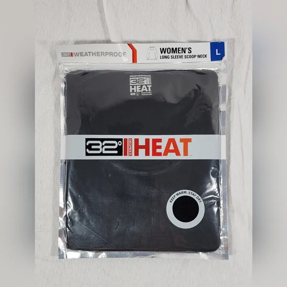 32 DEGREES HEAT LONG SLEEVE SCOOP NECK LAYER TSHIRT WOMENS NEW BLACK - Picture 8 of 8